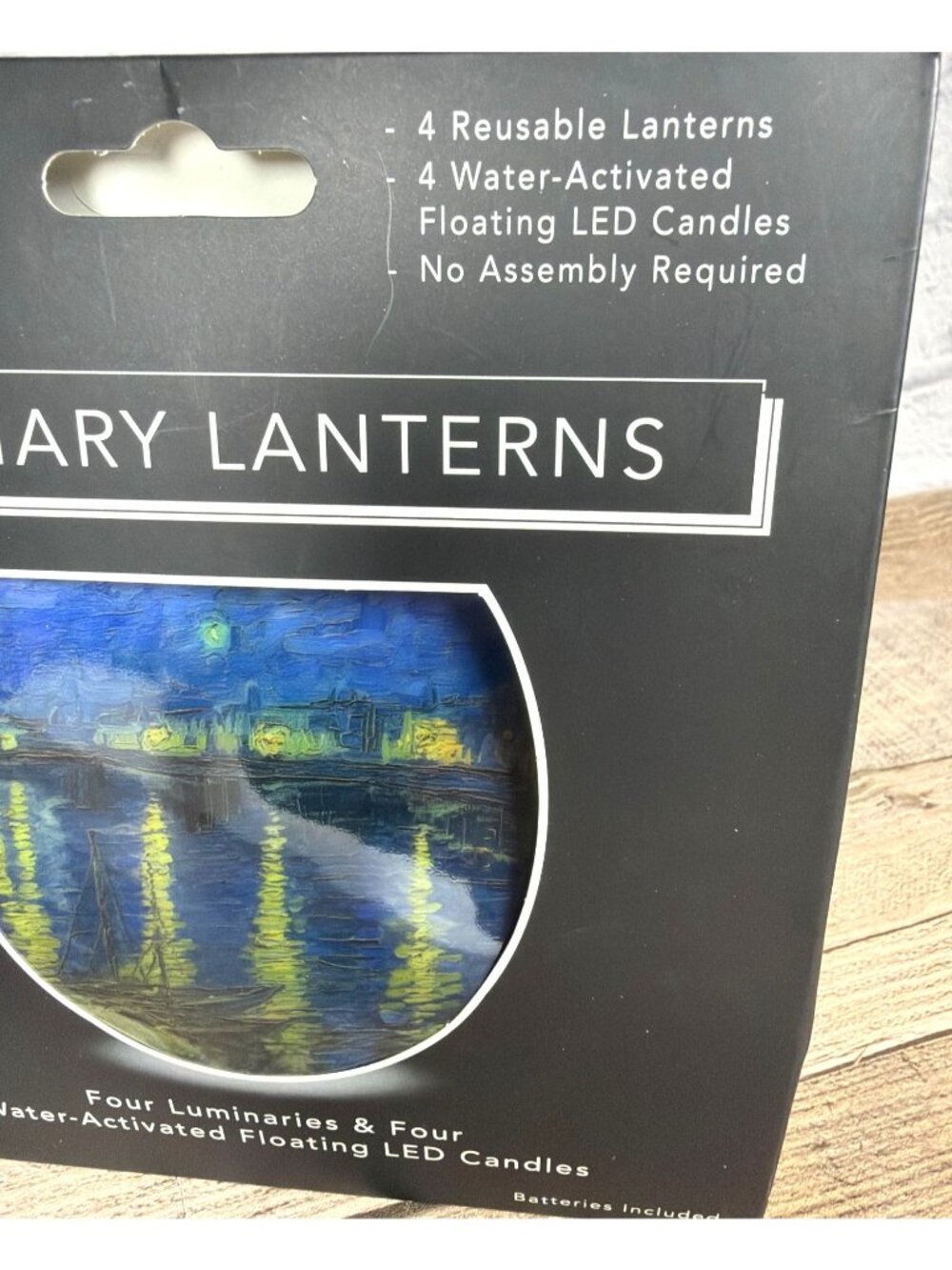 Luminary Lanterns Starry Night Van Gogh Reusable Set of 4 Flameless LED Candles - Picture 8 of 11